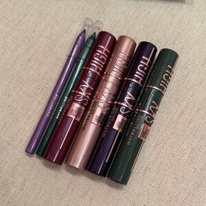 Maybelline sky high mascara tattoo studio gel pencil eyeliner brown green plum *
